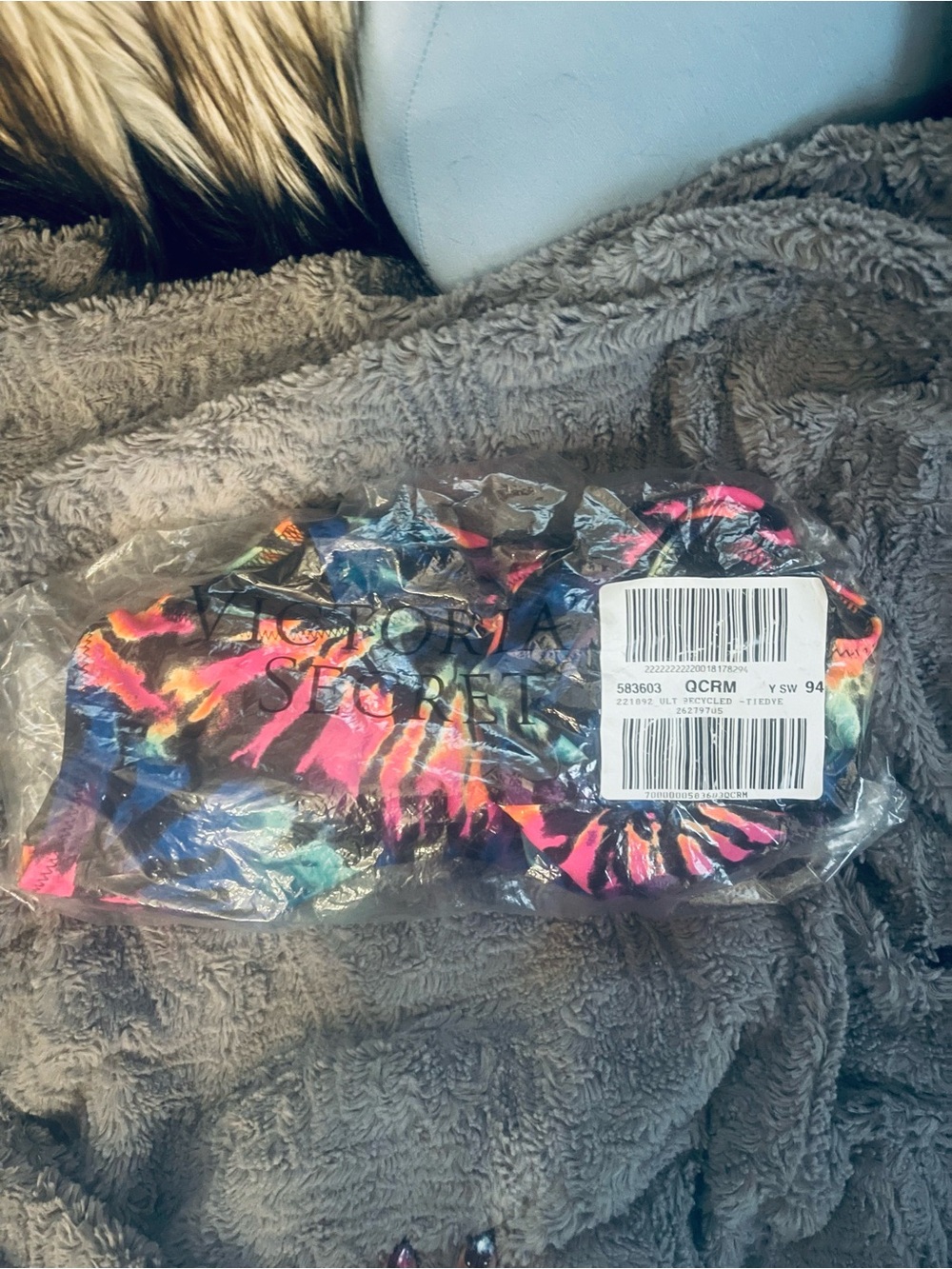 Victoria's Secret Pink Black Tie Dye Rainbow Scoop One Piece Bathing Swimsuit - Picture 5 of 6